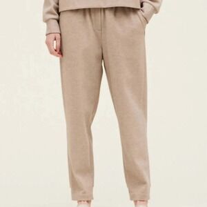 GRADE & GATHER M Beige Felt Jogger Pants Loungewear Elastic Waist Pockets‎